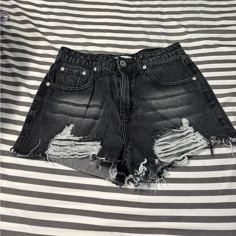 Dance & Marvel Ripped Black Jean Shorts